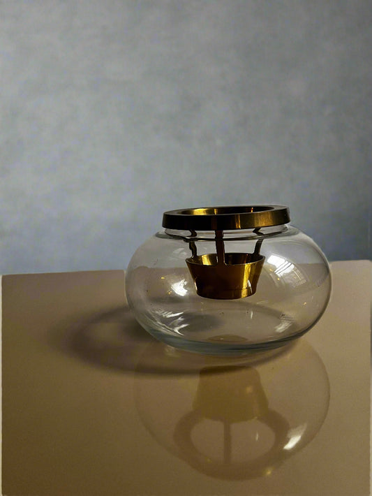 Glass & Brass Modern Tealight Holder