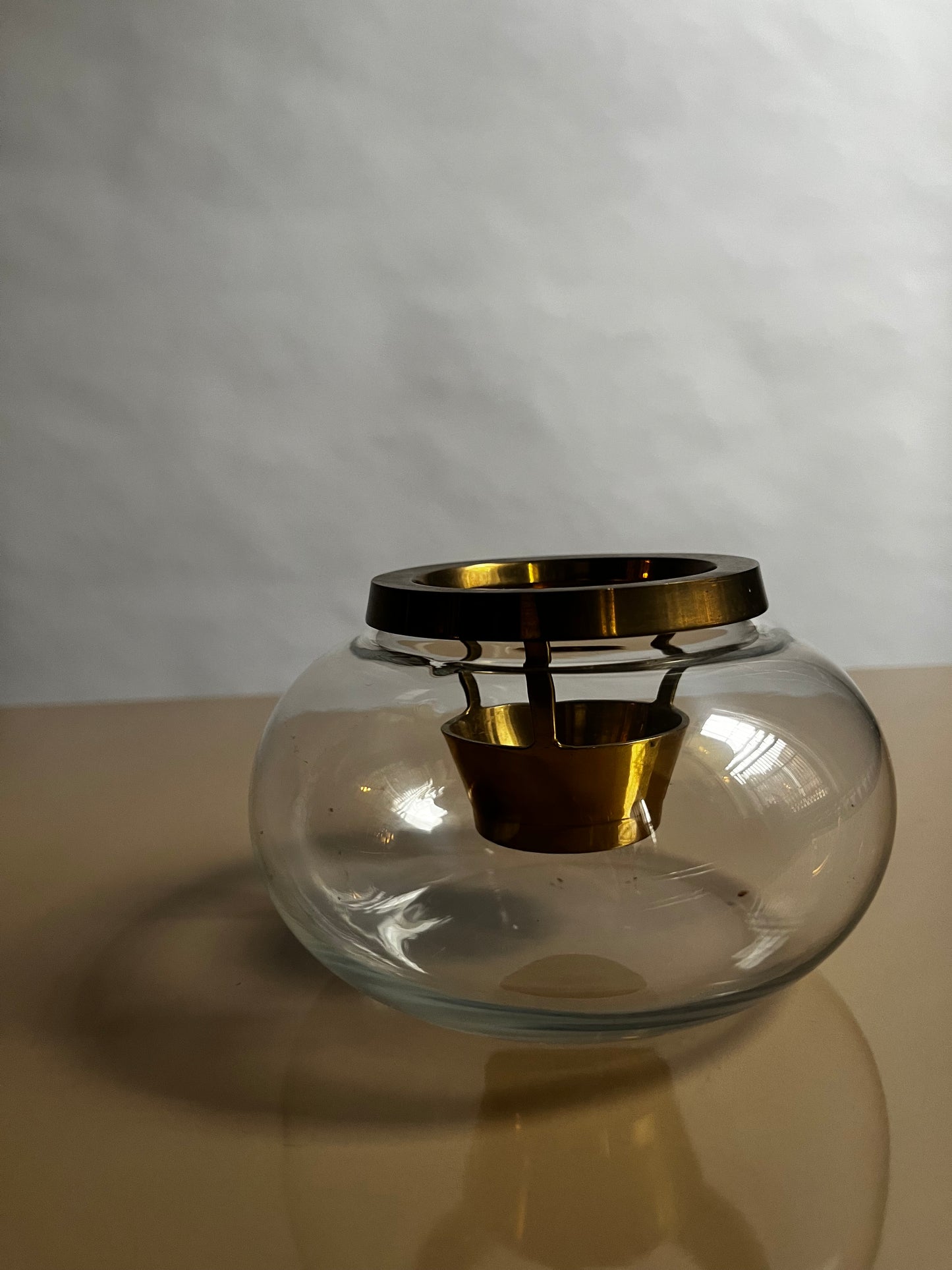 Glass & Brass Modern Tealight Holder