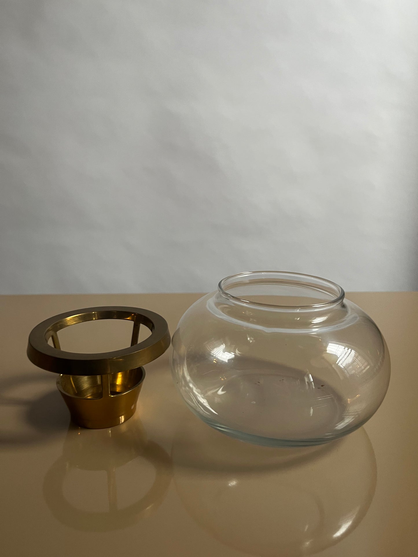Glass & Brass Modern Tealight Holder