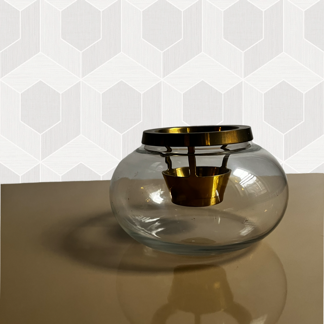 Glass & Brass Modern Tealight Holder