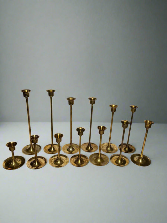 Brass Tulip Candlesticks | Set of 13