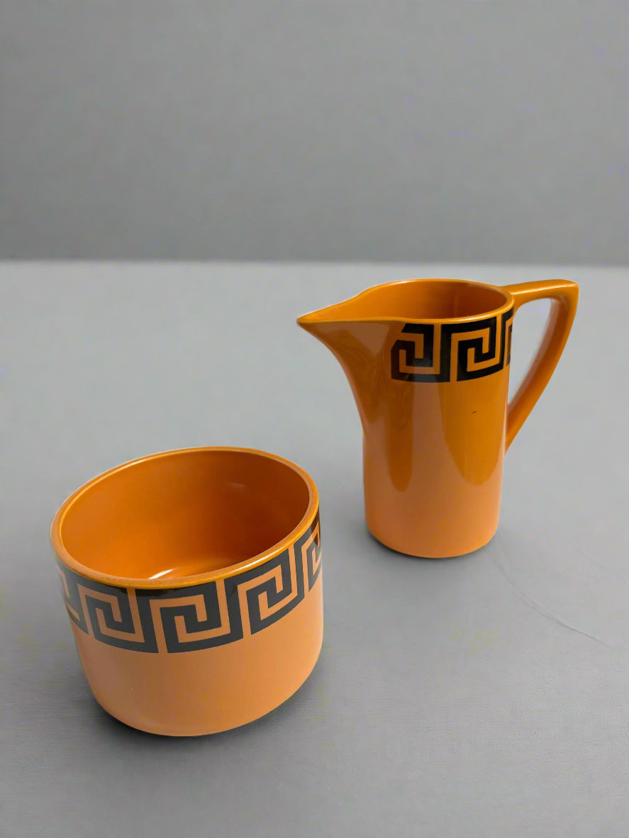 Greek Key Sugar + Creamer Set by Portmeirion Pottery