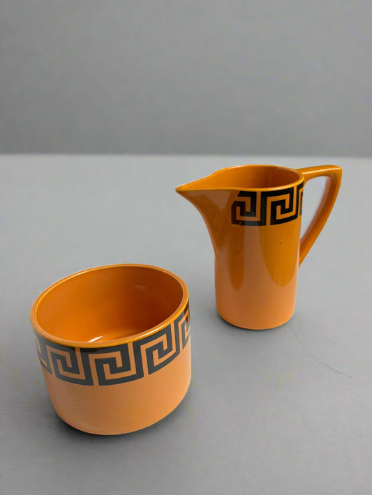 Greek Key Sugar + Creamer Set by Portmeirion Pottery